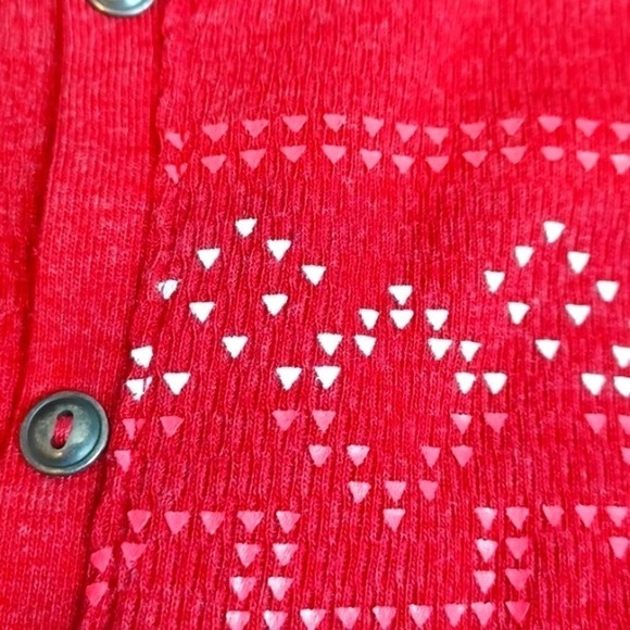 Eddie Bauer SM Red Thermal Top Blouse Shirt Waffle Snowflake Nordic Small S - Picture 3 of 4